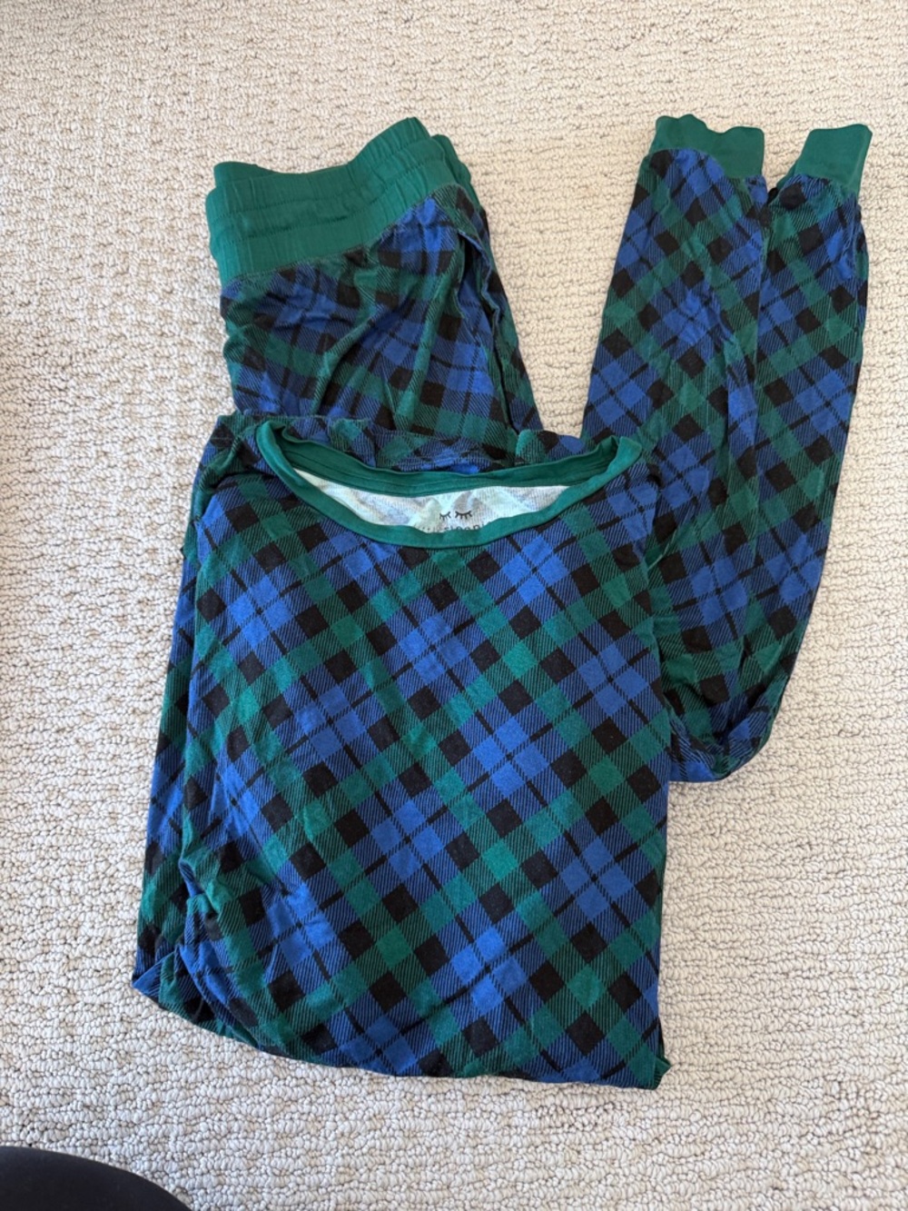 Little Sleepies Blue and Green Plaid  Pajama Set